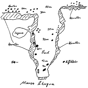 Marsa Alam 2004 - Marsa Shagra - Karte des Tauchplatzes Marsa Shagra