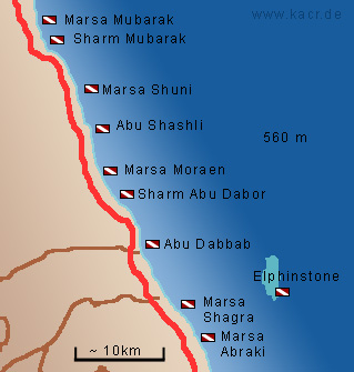 Marsa Alam 2004 - Karte der Tauchplätze