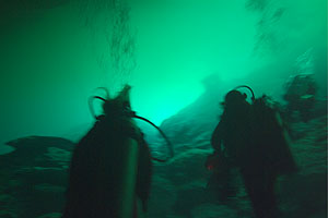 Yucatan - Tauchgang in der Cenote Chac Mool - Lichtspiele beim Auftauchen