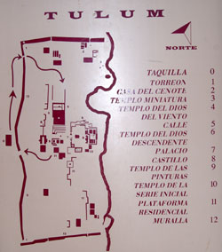Mexiko 2003 - Tulum - Lageplan der Ausgrabungsstätte