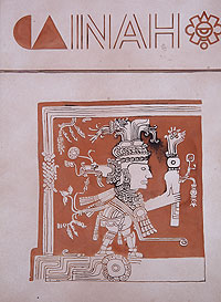 Mexiko 2003 - Tulum - Zeichnung eines Fresko des Gottes CAINAH